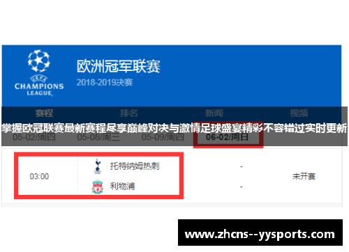 掌握欧冠联赛最新赛程尽享巅峰对决与激情足球盛宴精彩不容错过实时更新